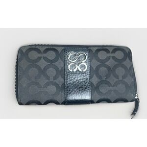 Coach Julia‎ Black Signature Accordion Zip Around Wallet 8x4